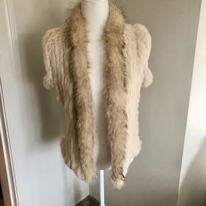 Ivory Fur Vest w/ Faux Fox trim